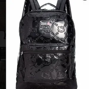 Hello Kitty Black patent leather backpack with added keychain Sanrio Hello Kitty Black Backpack/Crossbody Convertible  main image 4